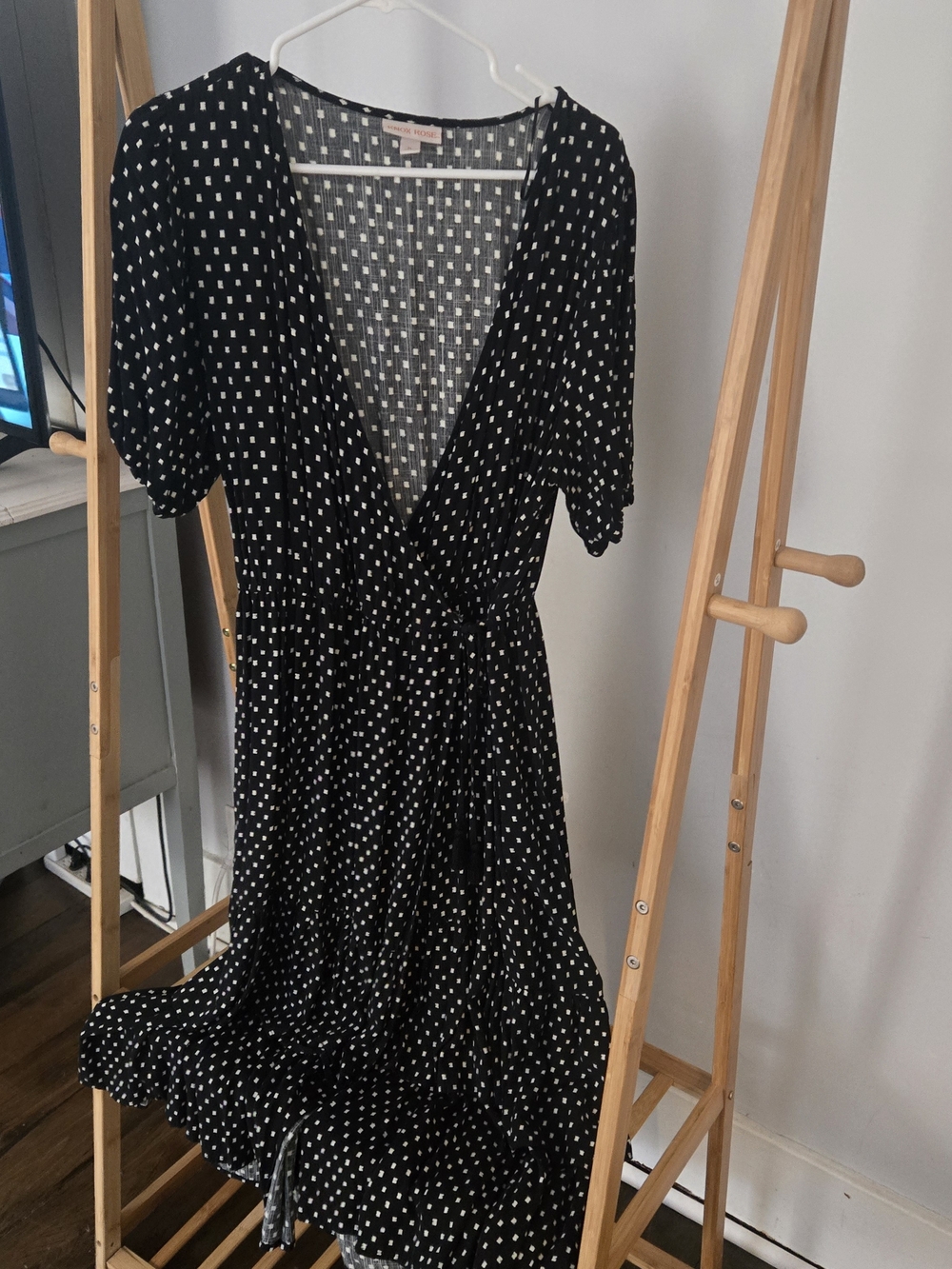 Knox Rose Black Midi Dress with White Polka Dots